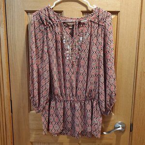Ellen Tracy Embellished Pattern Blouse Size Medium